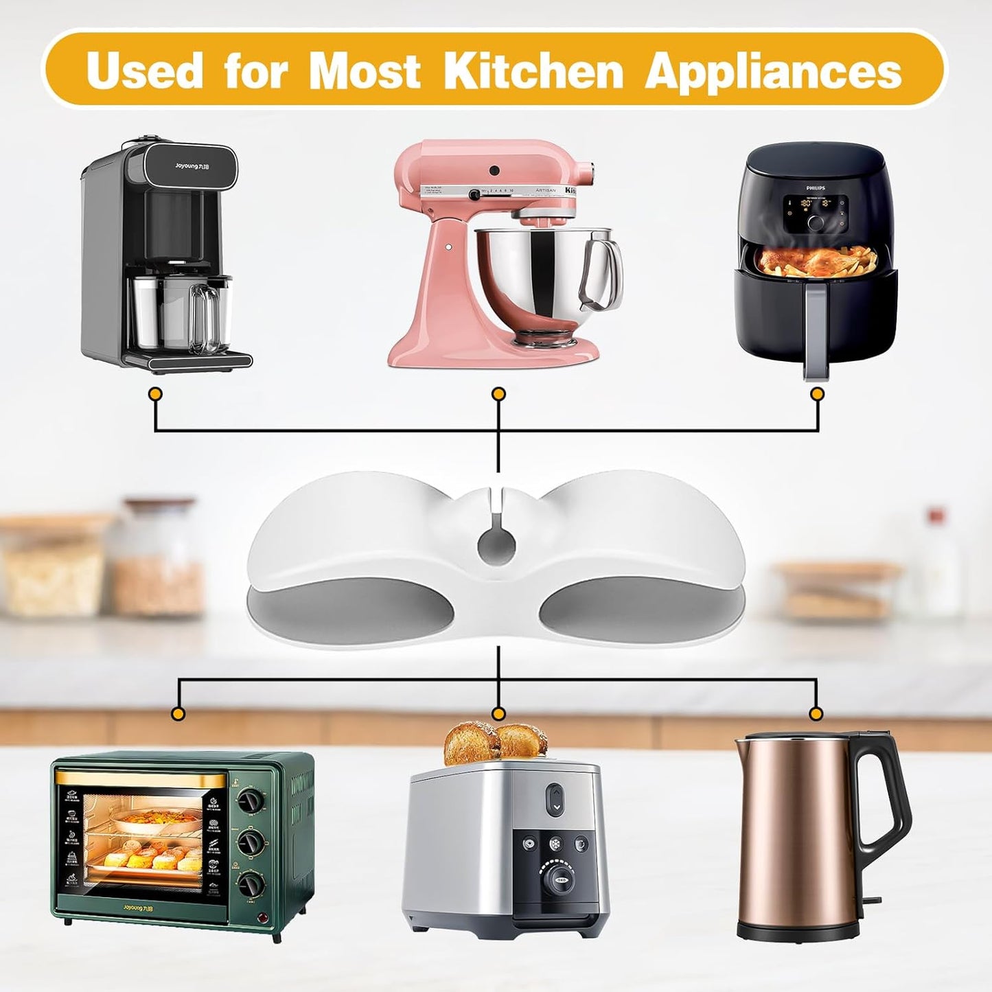 Cord Organizer for Kitchen Appliances, 4 Pack Appliance Cord Organizer Stick On, Cord Wrapper, Cord Holder, Cord Keeper, Kitchen Gadgets for Pressure Cooker, Kitchenaid Mixer, Coffee Maker