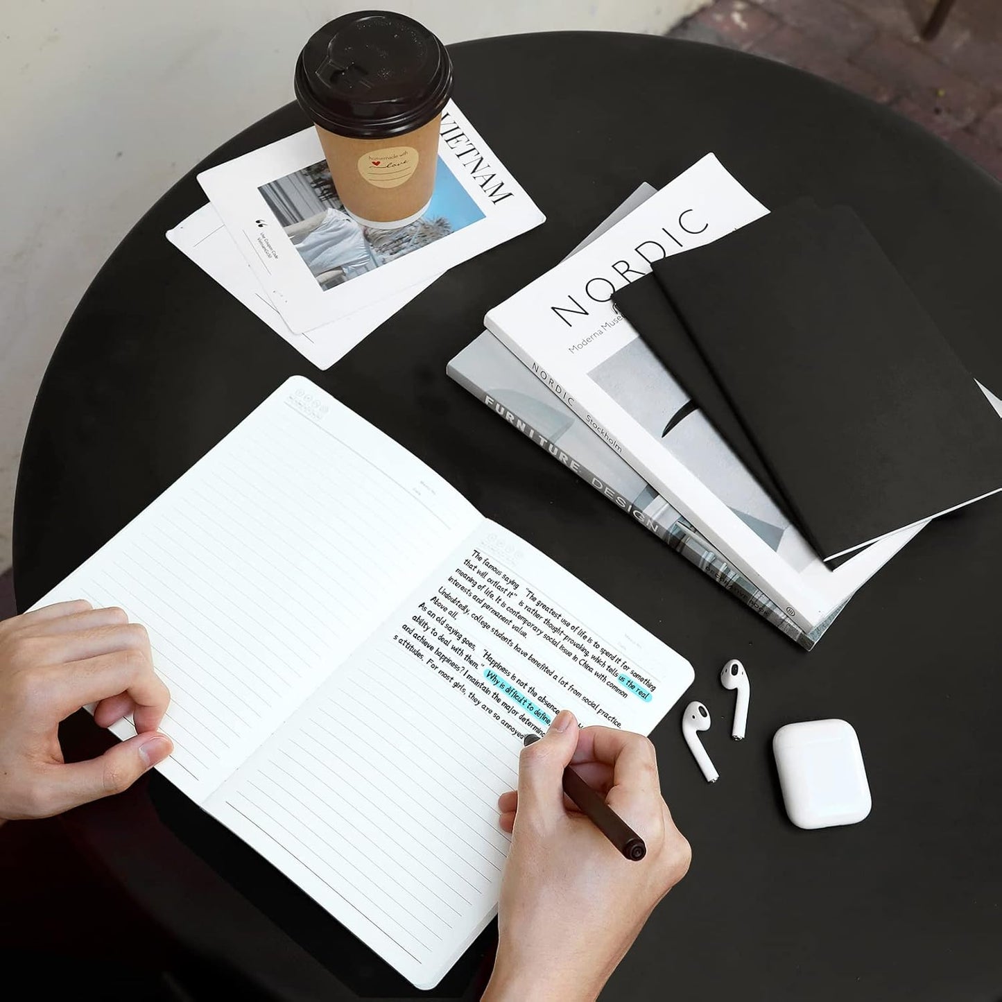 EUSOAR Notebook College Ruled, 36pcs A5 5.5"x8.3" 60 Pages Black Subject Journal Notebooks, Lined Writing Note Pads Memo, Composition Notebooks for Business School Office College Work Note Taking