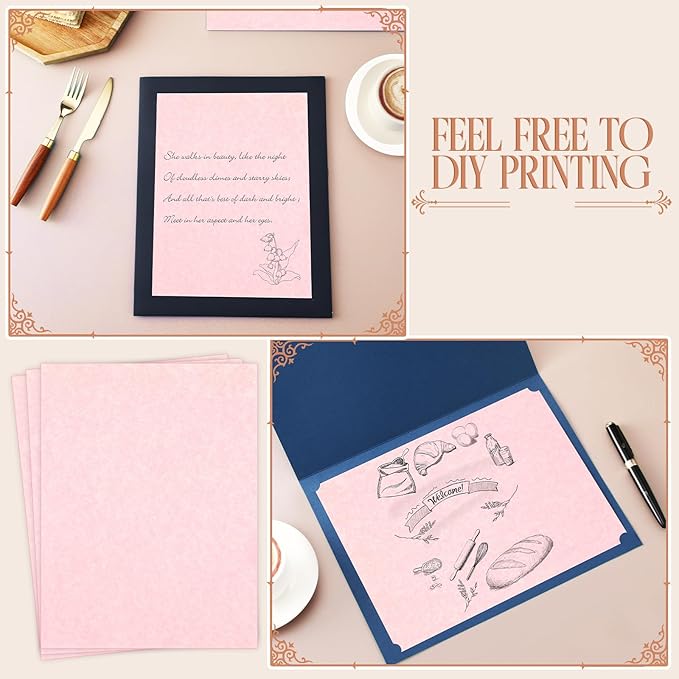 Epakh 200 Sheets Old Age Parchment Paper 8.5 x 11 Inch Standard Letter Vintage Colored Old Parchment Semblance Double Side Printing Paper(Light Pink)