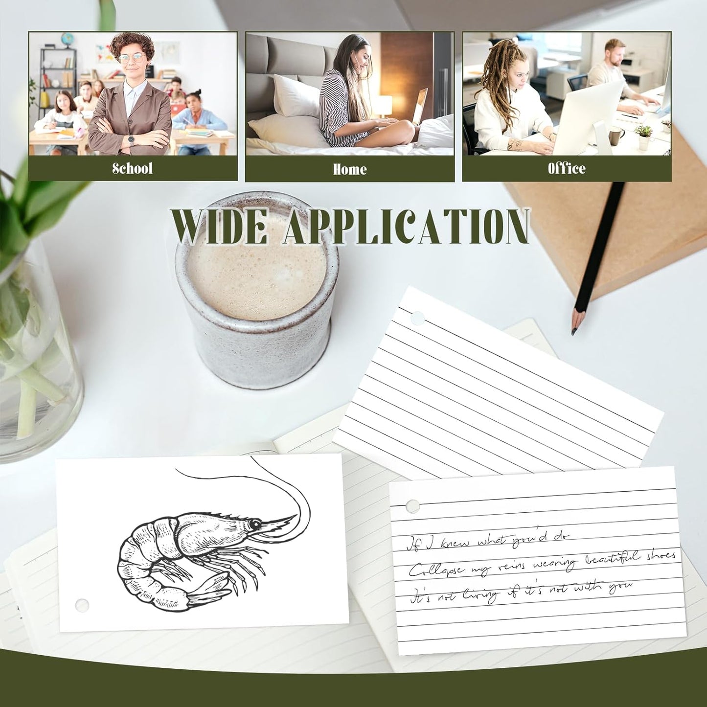 600 PCS White Index Cards Ruled, 3 x 5 Inches Flash Cards with Ring, Note Cards Study Cards for School Learning and To to Lists