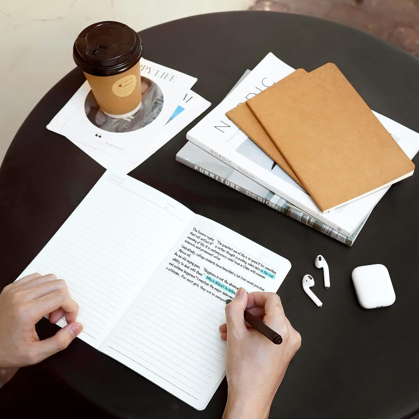 EUSOAR A5 Kraft Notebook, 12 Pack 5.5" x 8.3" 60 Pages Soft Cover Lined Notebooks Journal, Travel Notebook Journal, Drawing Notebook Notepad Sketchbook, Students Office Subject Diary Journal