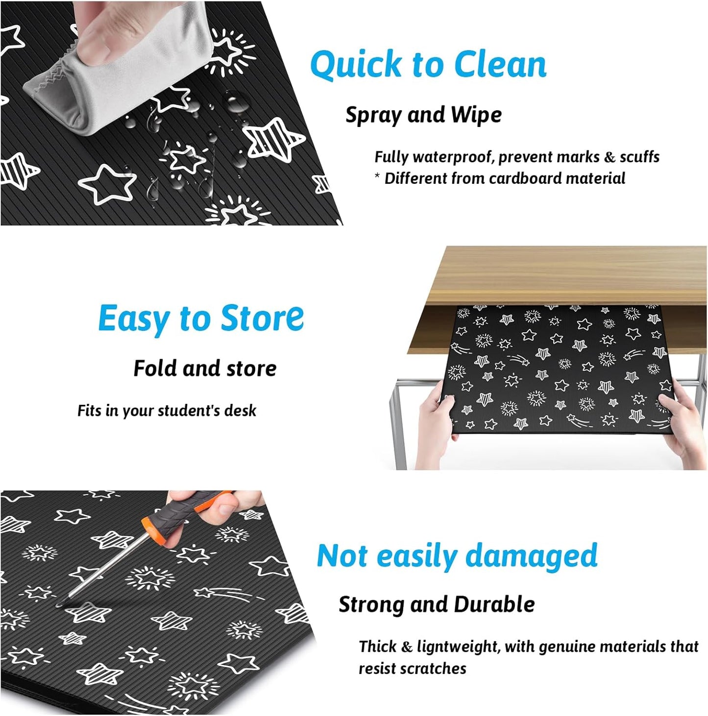 Black 12-Pack Desk Dividers for Students, Waterproof Plastic Study Carrel Divider, Durable Testing Dividers for Classroom Teacher Supplies, Easy to Clean Privacy Shield Folder Boards for Student Desk