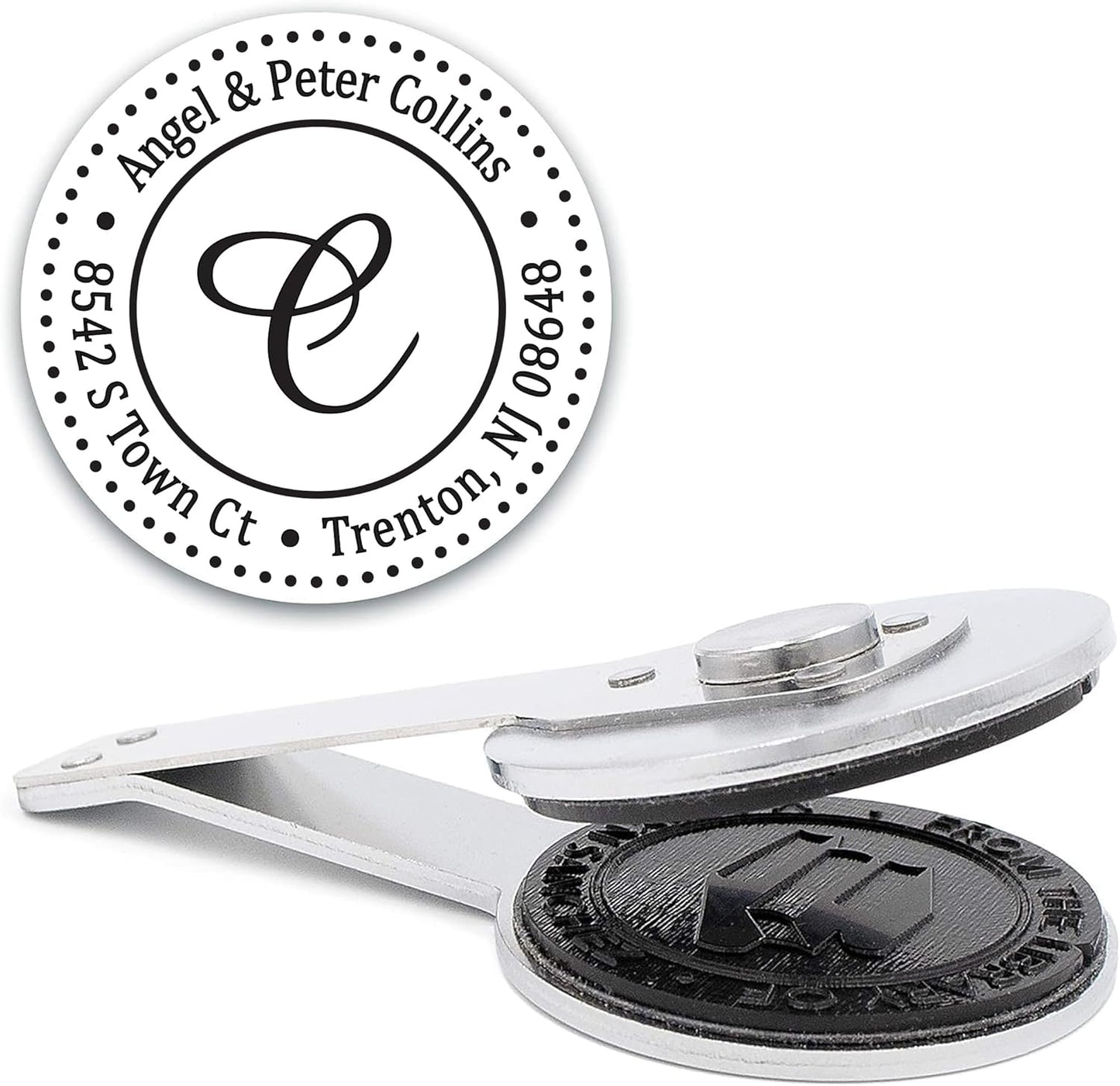 Custom Monogram Address Desk Embosser - Personalized Round Seal- Insert Only - Style EMD-025
