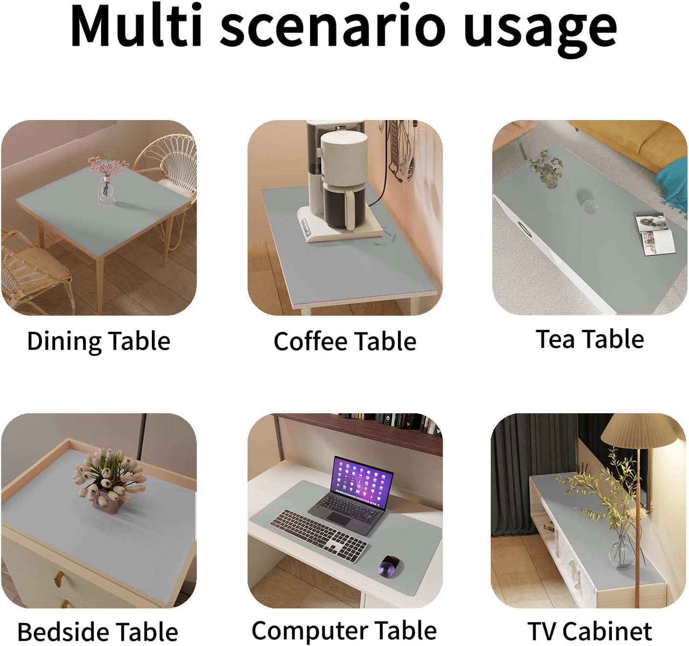 Leather Table Cover,1.8mm Thick,36x60 Inch Table Protector,Table Protector for Dining Room Table,Dining Table Cover,Table Cover Protector,Dining Table Protector(Gray+Gray,36x60)