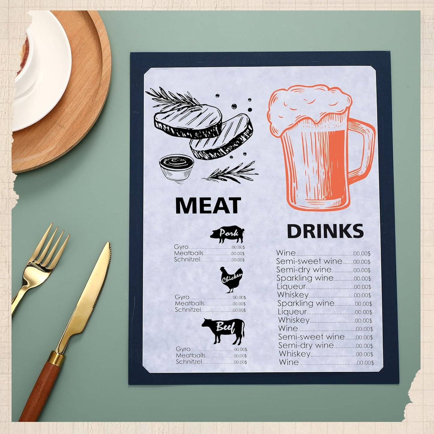 Epakh 300 Pcs Old Age Parchment Paper 8.5 x 11 Inch Standard Letter Vintage Colored Old Parchment Double Side Printing Paper (Blue)