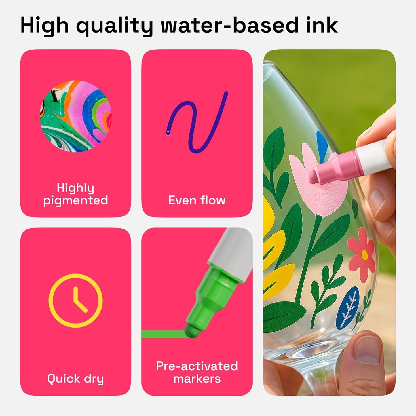 ARTISTRO Acrylic Paint Markers for Rock, Fabric, Wood, Glass, Craft - 24 Quick Dry Dual-Tip Paint Pens for Halloween Decorations - Pumpkin Painting Kit, Drawing Markers, Art Supplies, Christmas Gift