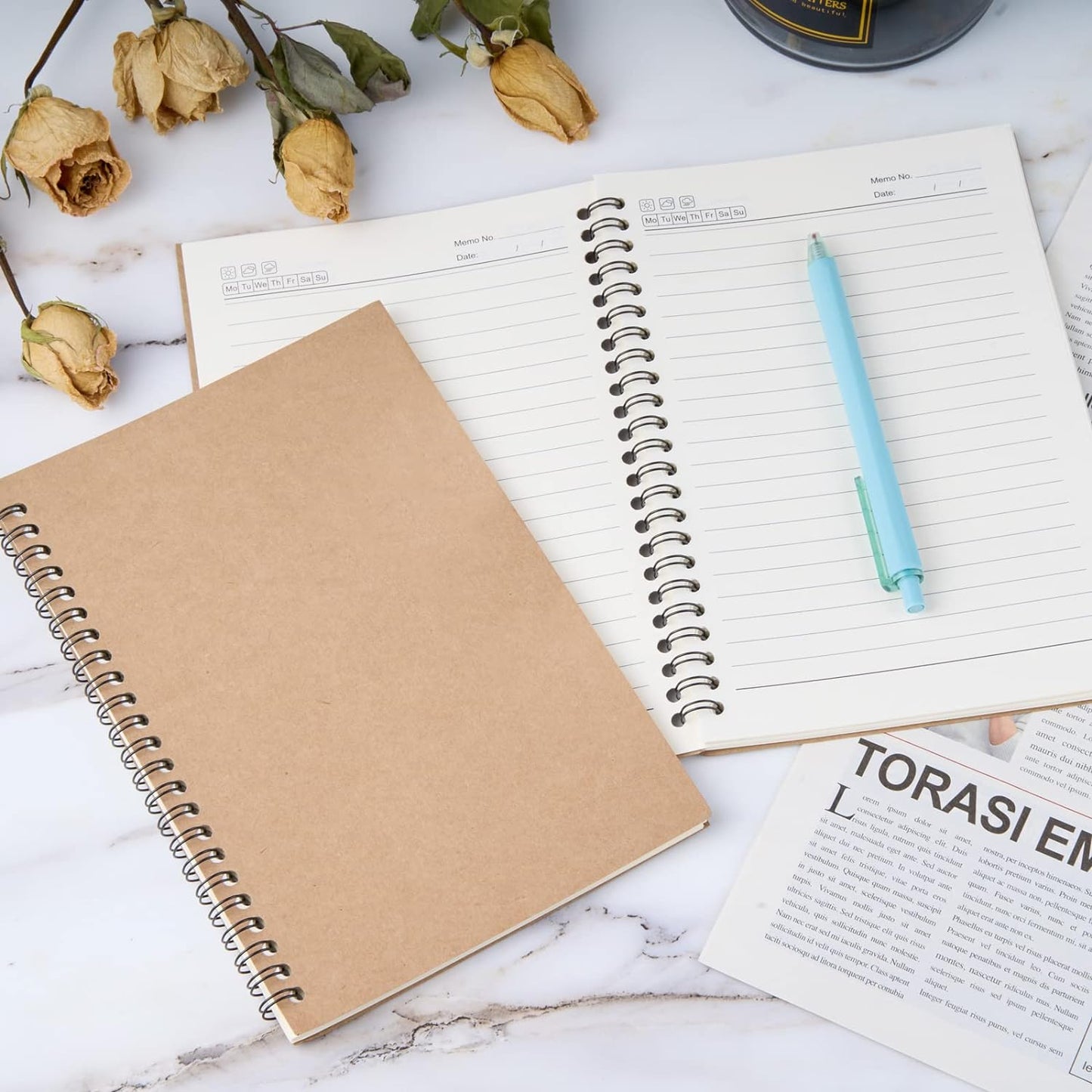 48 Pack A5 Spiral Notebook College Ruled Spiral Notebook Bulk Inches Hardcover Kraft Notebooks Lined Travel Writing Notebooks Journal Notepad for Office School Supplies, 100 Pages, 8.3 x 5.5 Inches