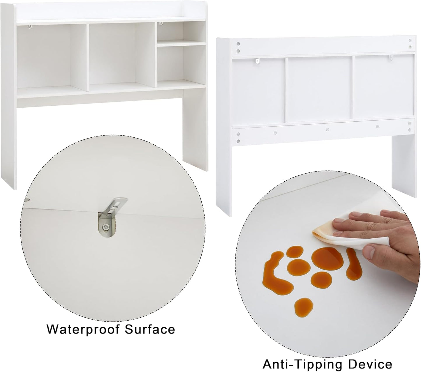 Desktop Bookshelf, Wooden Desk Storage Hutch with 6 Shelves for Computer Desk, 3-Tier Desktop Display Organizer Rack for Office Home (White)