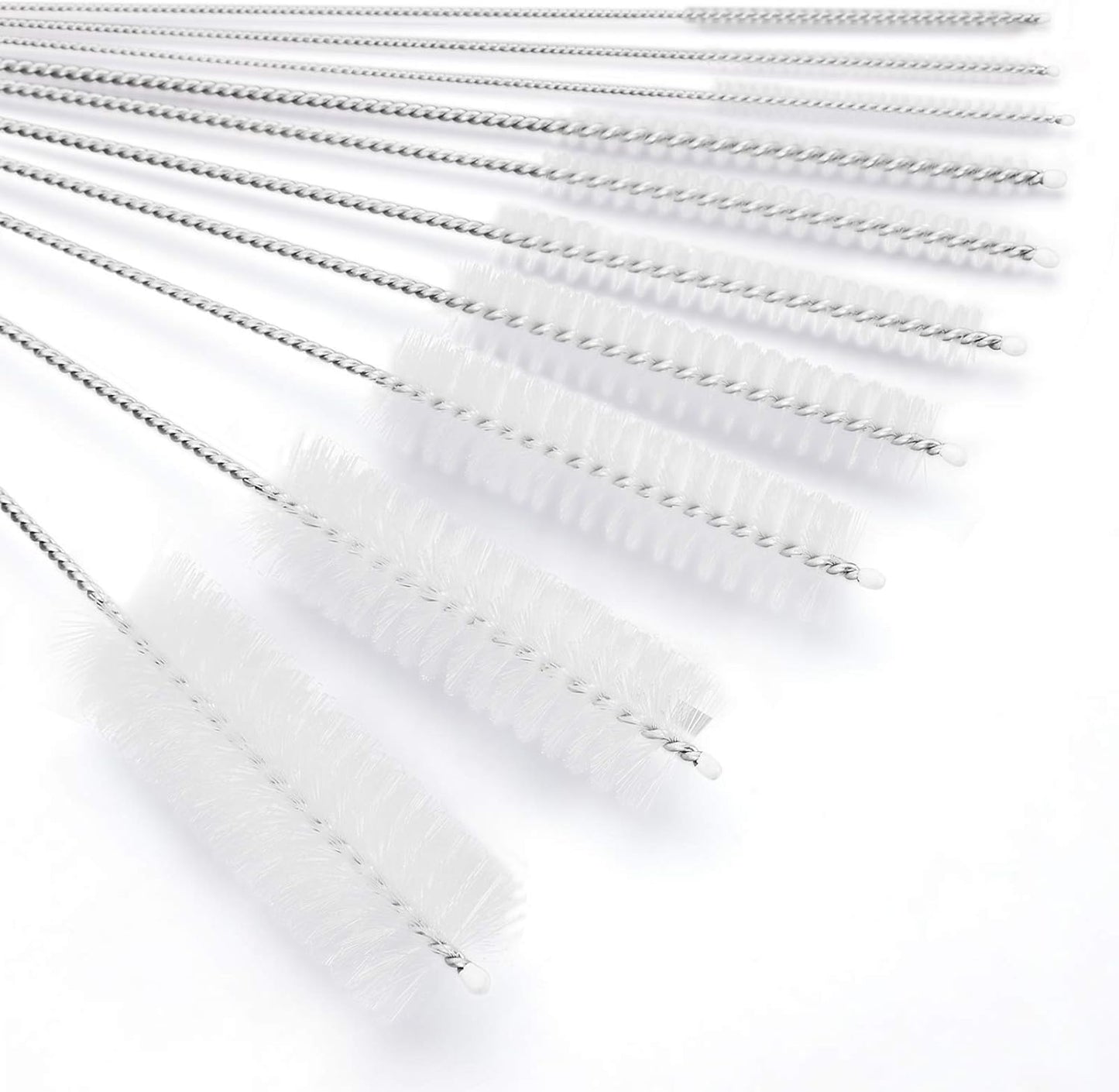 CiaraQ Bottle Cleaning Brushes, 8 Inch Nylon Tube Brush Set, Cleaner for Narrow Neck Bottles Cups with Hook, Set of 10pcs. White
