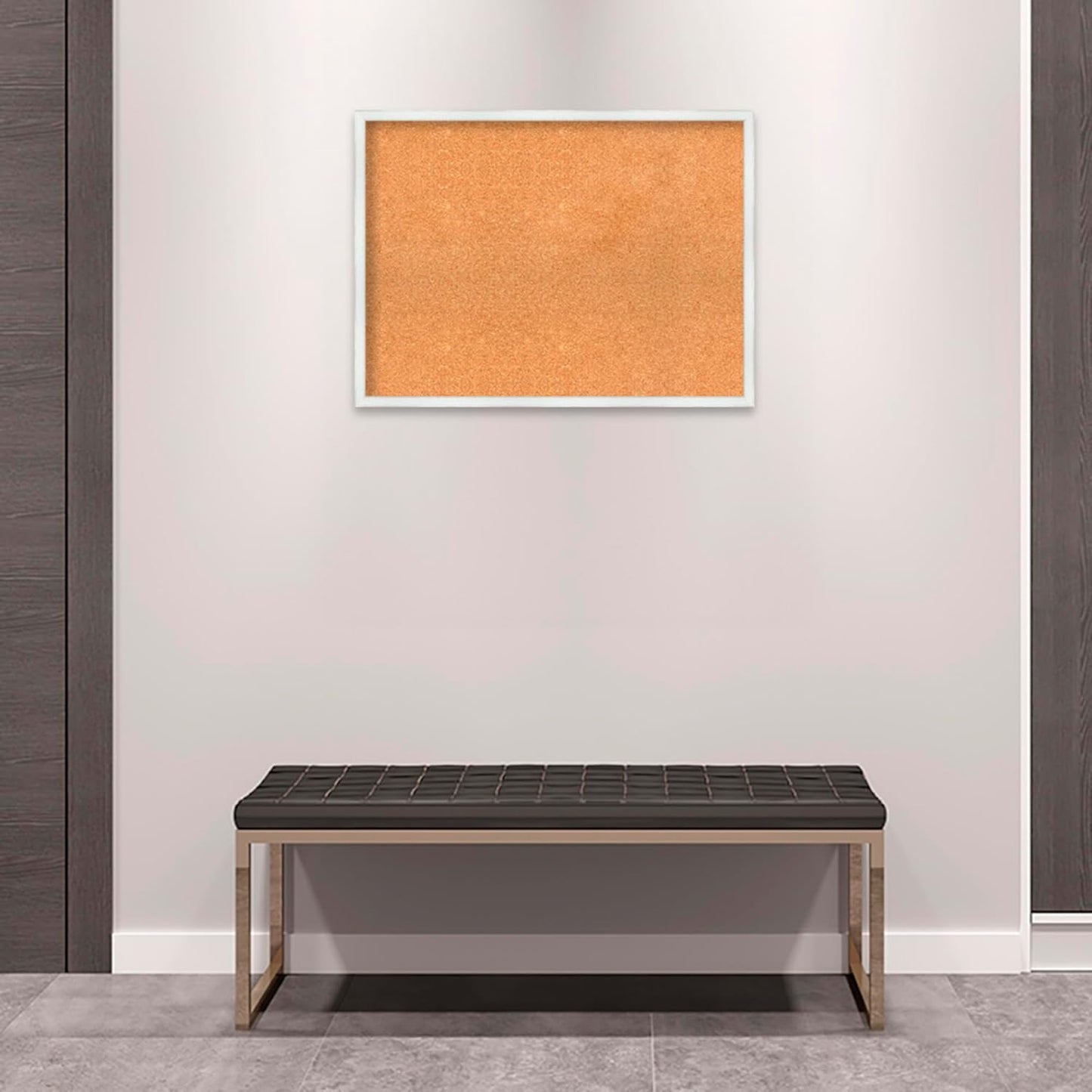 Amanti Art Natural Cork Board for Wall, 23x31 Vision Board with White Frame, Large Corkboard Office Decor for Home Organization, Country Rustic Corkboard Pinboard to Display Items for Home