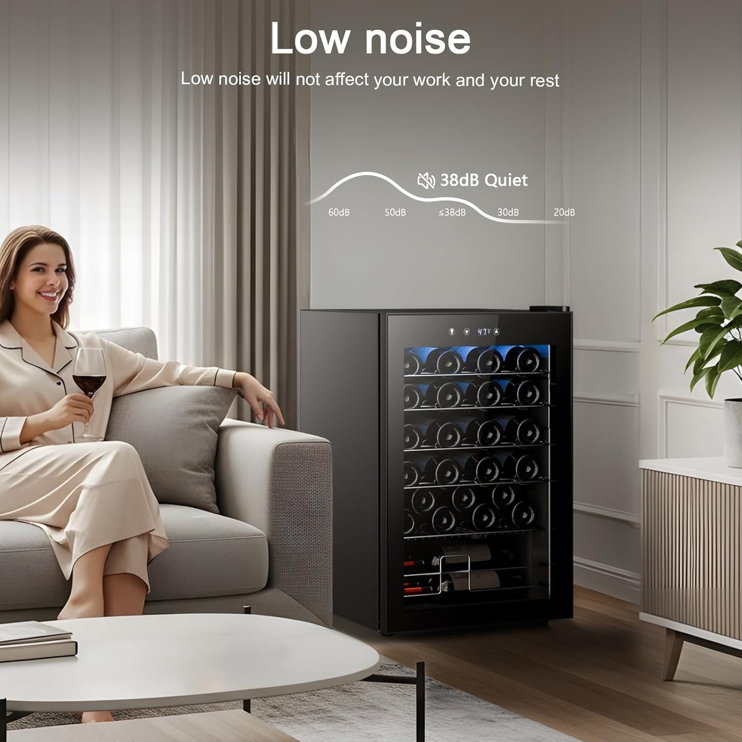 Antarctic Star Wine Cooler Refrigerator, Freestanding Wine Fridge with Adjust Temperature(32°F- 61°F), 4.5 Cu.Ft Mini Fridge for home/bar/office, Black