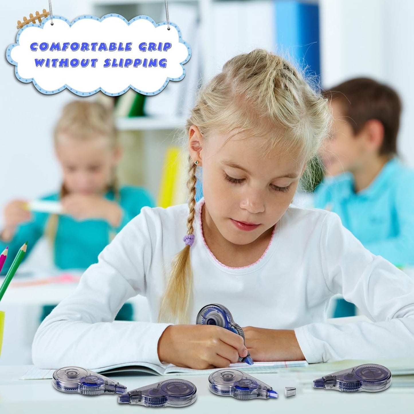 Chivao 24 Pack White Correction Tape, Classroom Correction Tape Wipe out Easy to Use Applicator Translucent Dispenser Shows for School Office Note Journal, 0.2 Inch x 39.4 Feet