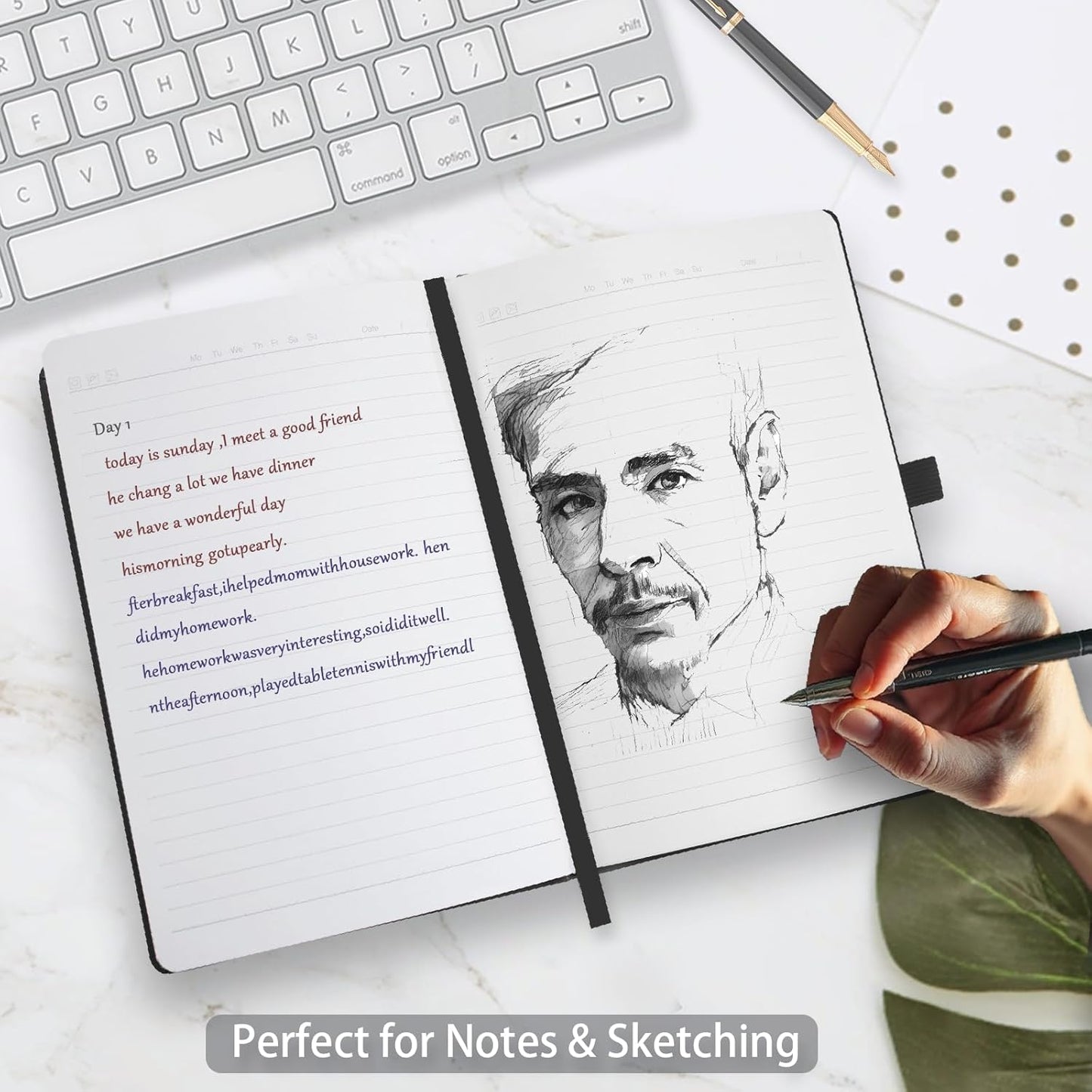 8 Pack Lined Journal Notebooks,A5 Hardcover Notebooks, 5.5 x 8.3 inch, 100GSM, 160 Pages, Classic College Ruled Notebooks for Writing/Work/Travel/College (Black)