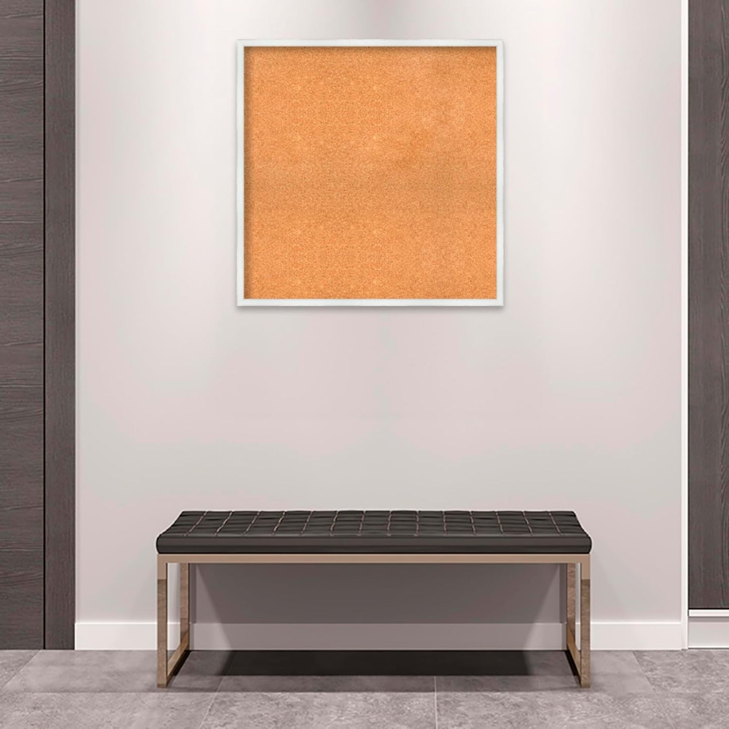 Amanti Art Natural Cork Board for Wall, 31x31 Vision Board with White Frame, Large Corkboard Office Decor for Home Organization, Country Rustic Corkboard Pinboard to Display Items for Home