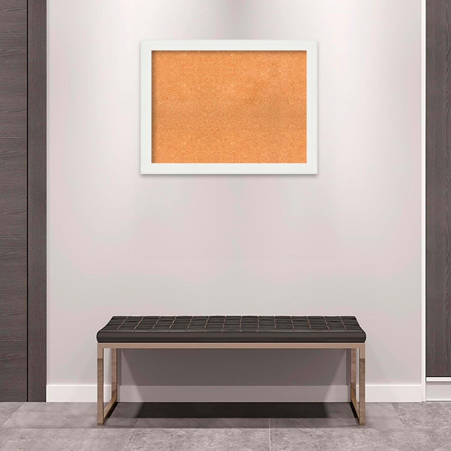 Amanti Art Natural Cork Board for Wall, 25x33 Vision Board with White Frame, Large Corkboard Office Decor for Home Organization, Casual Corkboard Pinboard to Display Items for Home Organization in