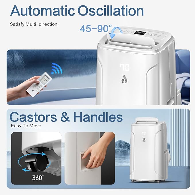 12,000 BTU Portable Air Conditioners Cools up to 550 Sq.Ft 4-in-1 Poratble Ac Units for Room with Cooling Dehumidifier Fan Sleep Mode 24h Timer Remote Control and Window Installation Kit Included