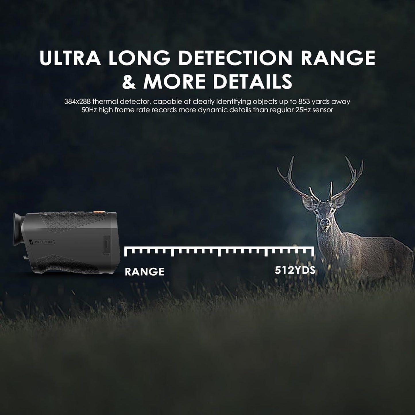 RIX Pocket K3 Portable Thermal Monocular for Hunting, 384x288 (50Hz), Wi-Fi, Handheld Night Vision Monocular