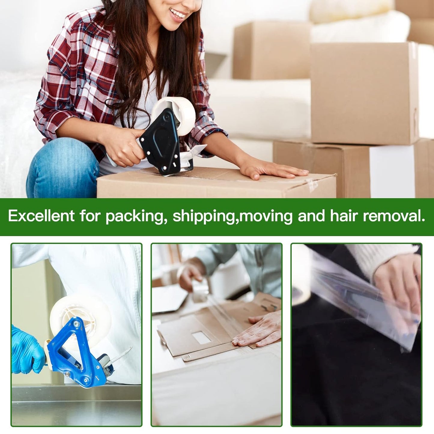 Clear Packing Tape (48 Rolls), Heavy Duty Packaging Tape for Shipping Packaging Moving Sealing, 2 inches Wide, 65 Yards Per Roll