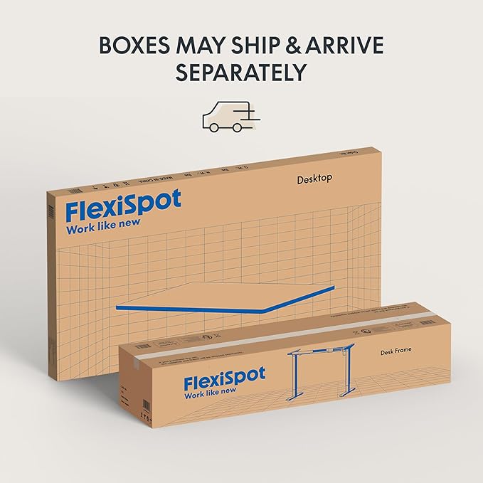FLEXISPOT EN2 Whole-Piece Standing Desk with Clamp Power Strip, 55 x 28 Electric Stand Up Height Adjustable Desk with Cable Management (White Frame + 55" White Top,2 Packages)