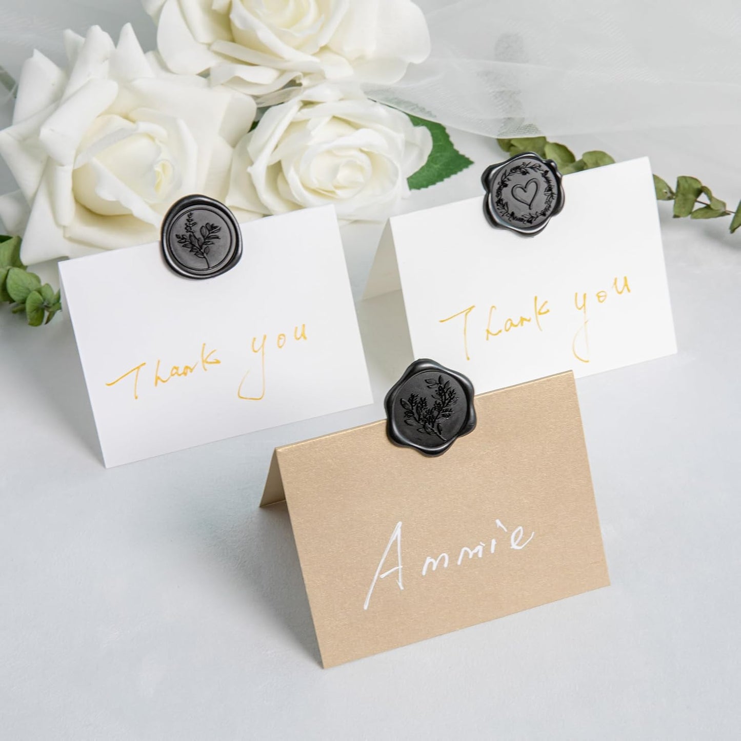 60 Pcs Black Wax Seal Stickers Self-Adhesive Envelope Seals Stamp Stickers, Perfect for Wedding Invitations Seating Chart Christmas Gift Wrapping 3 Designs in 1 Pack