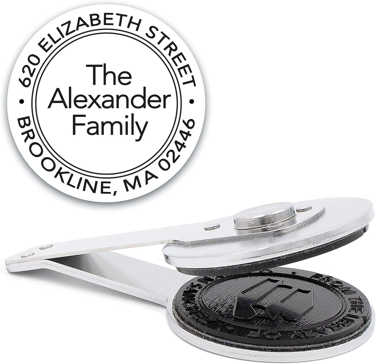 Custom Monogram Address Desk Embosser - Personalized Round Seal - Insert Only - Style EMD-029