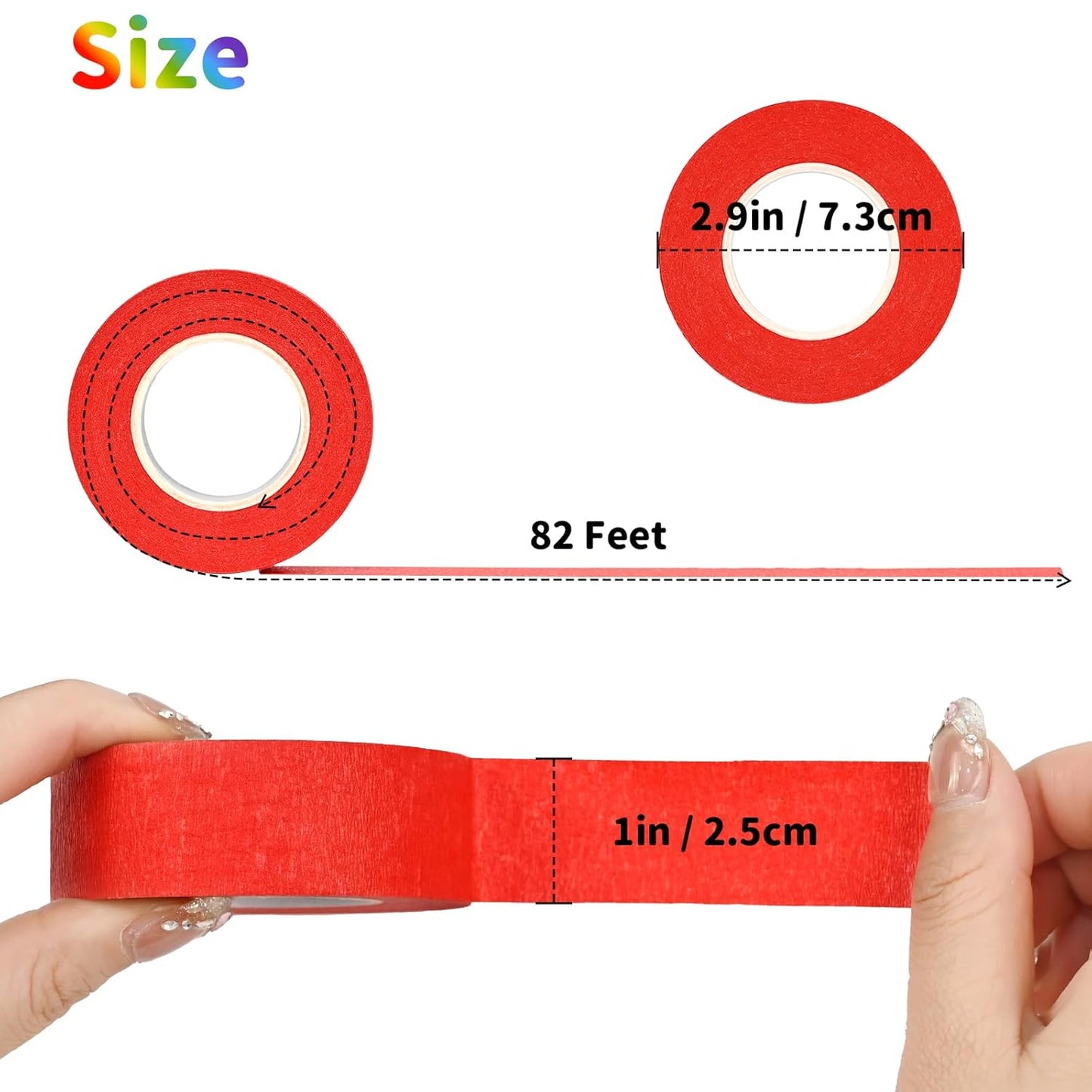 7 Rolls Colored Masking Tape, 1 Inch x 570 Feet (190 Yards) Paper Tape for Kids Rainbow Colorful Craft Tapes for Arts Painters Labeling DIY Decor Classroom Walls School Supplies