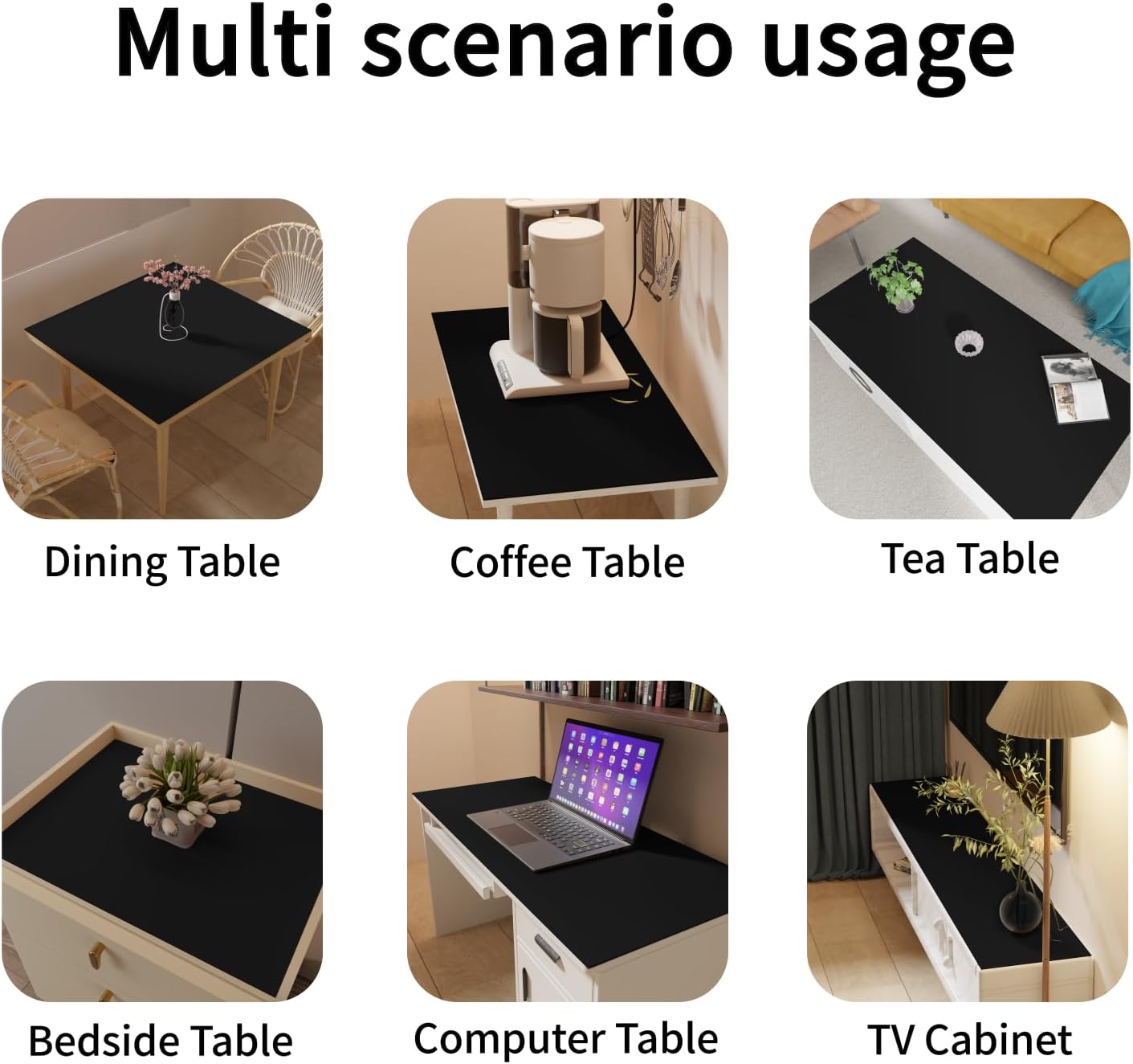 Leather Table Cover,1.8mm Thick,36x60 Inch Table Protector,Table Protector for Dining Room Table,Dining Table Cover,Table Cover Protector,Protector para Mesa De Comedor(Black+Gray,36x60)