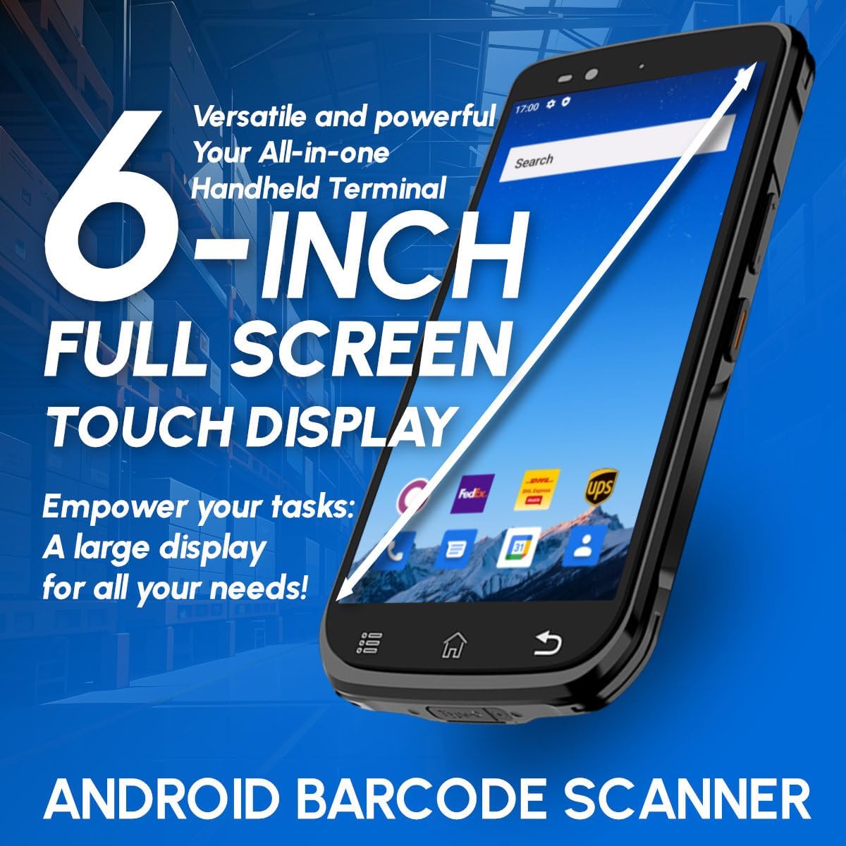 Rayoungtek Android Barcode Scanner 4+64GB Built-in Zebra SE4710 1D/2D/QR Barcode Scan Engine 4G Wireless PDA Enterprise Mobile Computer with Charging Dock for Warehouse & Logistics