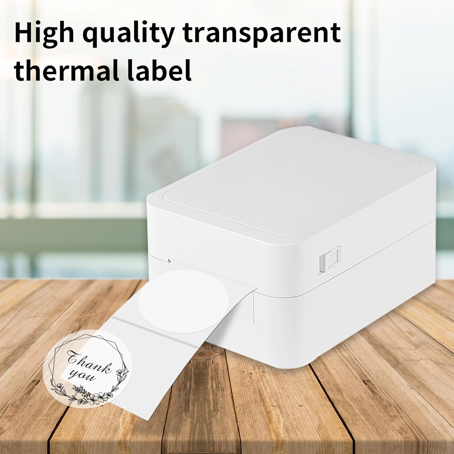 2" Round Transparent Thermal Label Stickers,Self-Adhesive Direct Clear Thermal Labels,500 Sheets with Perforation Line in ROLL
