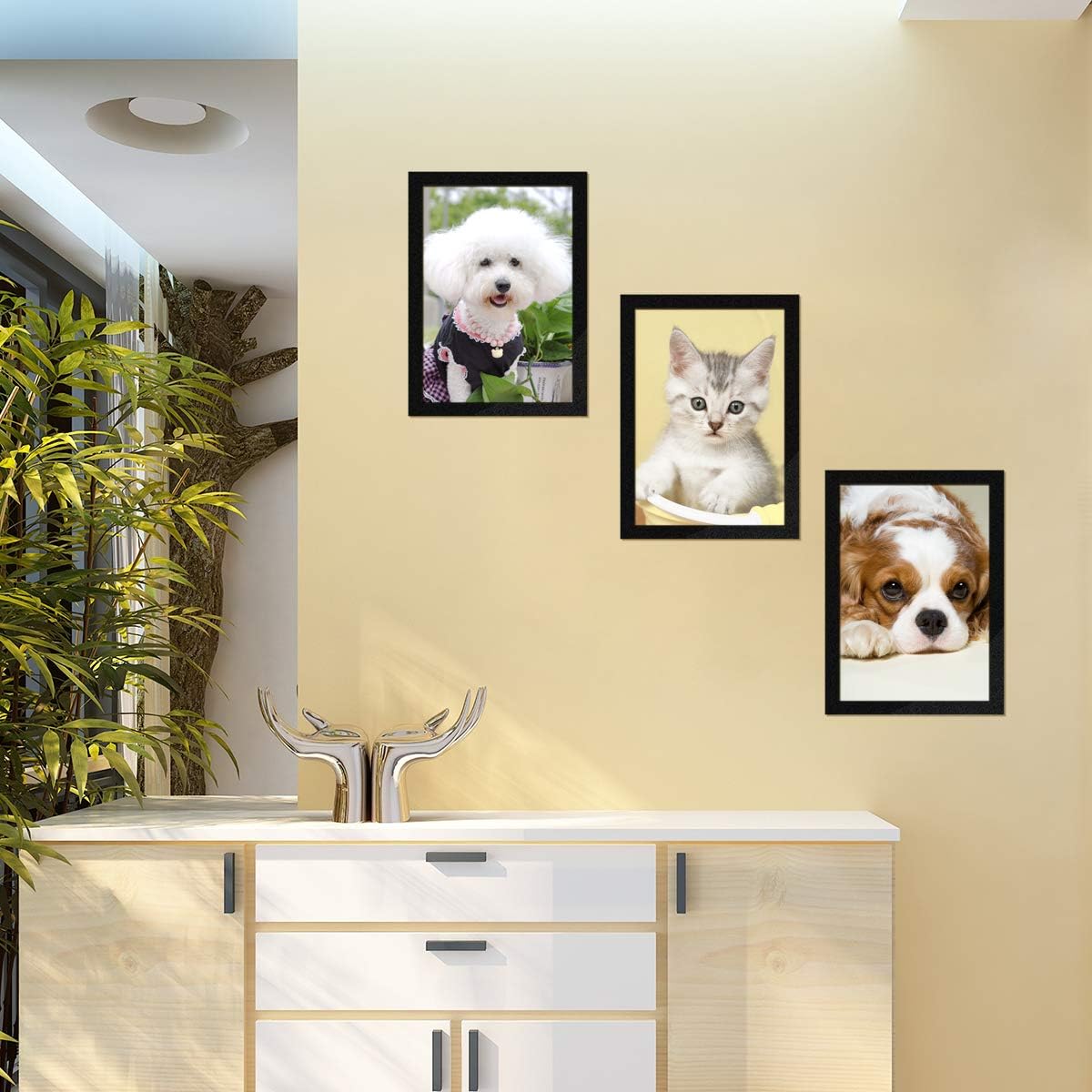 Document Sign Holder Pockets with Adhesive Back, Plastic Poster Picture Notice Display Frame for Window/Door/Wall/Cabinet, 8.5 x 11.6 Inches, Black, 2 Pack