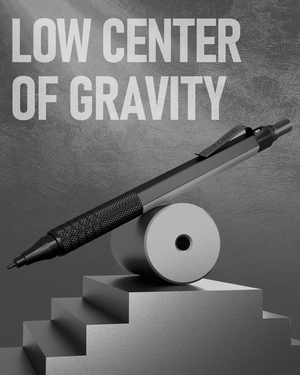 Four Candies Metal Mechanical Pencil Set, 3PCS Artist Lead Pencil 0.5mm & 0.7mm & 0.9mm with 480PCS HB Lead Refills, 3 Erasers, 9 Eraser Refills For Engineer Art Writing Drawing Drafting, Black