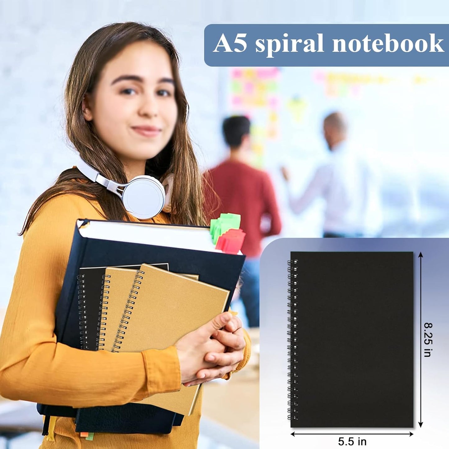 GINMLYDA Small Spiral Notebook A5, 10Pack 120 Lined Pages 8.25x5.5 Inches Spiral Journal Kraft Cover Notebooks & Writing Pads for School Home Office Aesthetic Sketch Drawing Note