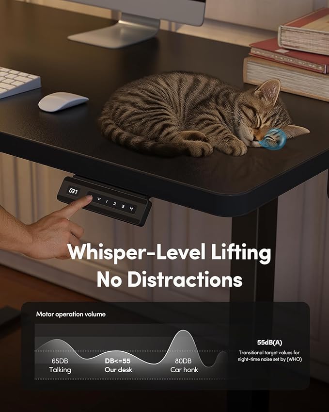 FEZIBO One-Piece Standing Desk Adjustable Height Stand up Home Office Desk, 32x24 Inch Electric Standing Computer Desk, with 4 Memory Presets, Fixable casters, Black