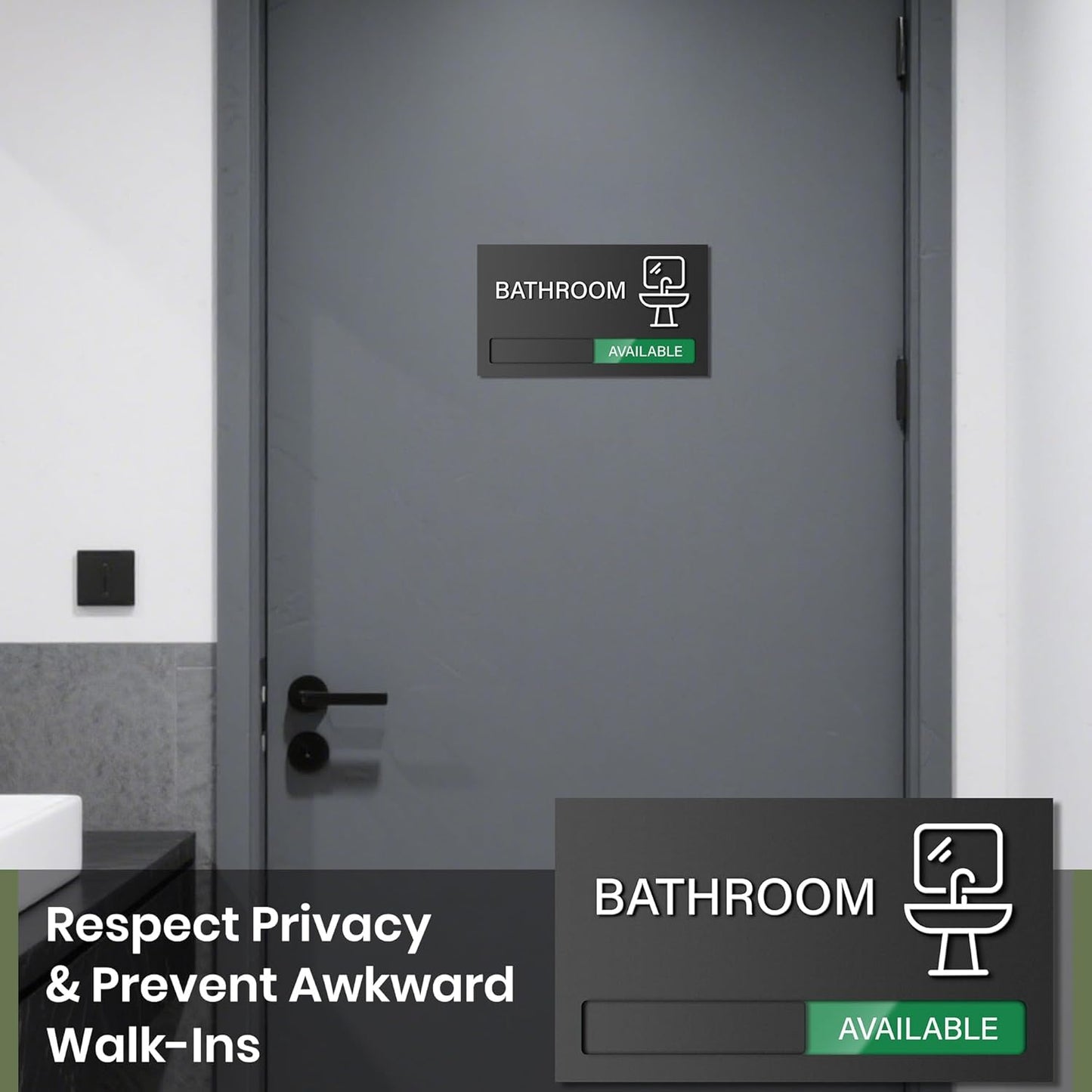 Bathroom Door Signs, Available In Use Sliding Sign, Do Not Disturb, Vacant Occupied Bathroom Sign, Privacy Restroom Door Signs
