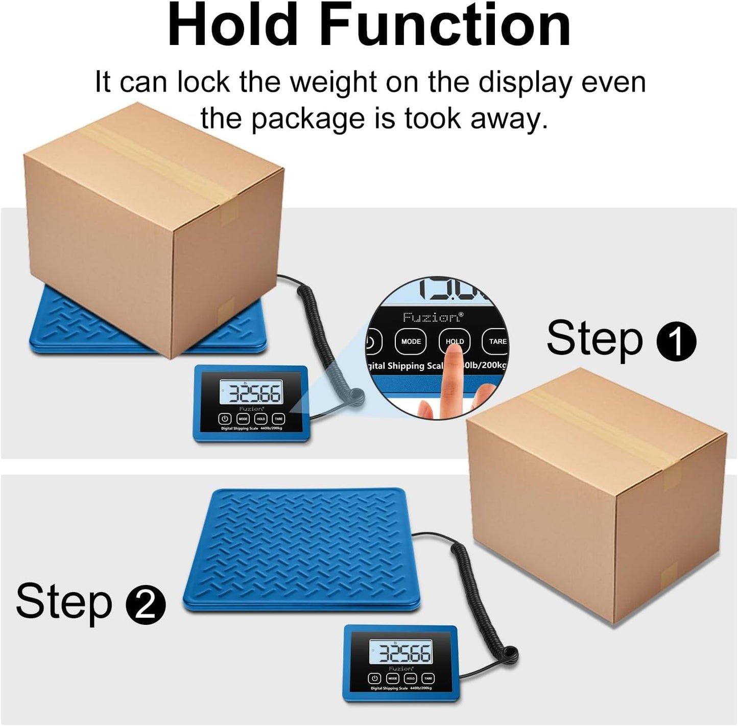 Fuzion Shipping Scale, 440LBs x 10g Postal Scale, Durable Alloy Steel Platform, Heavy Duty Scale for Packages, Postage, Luggage