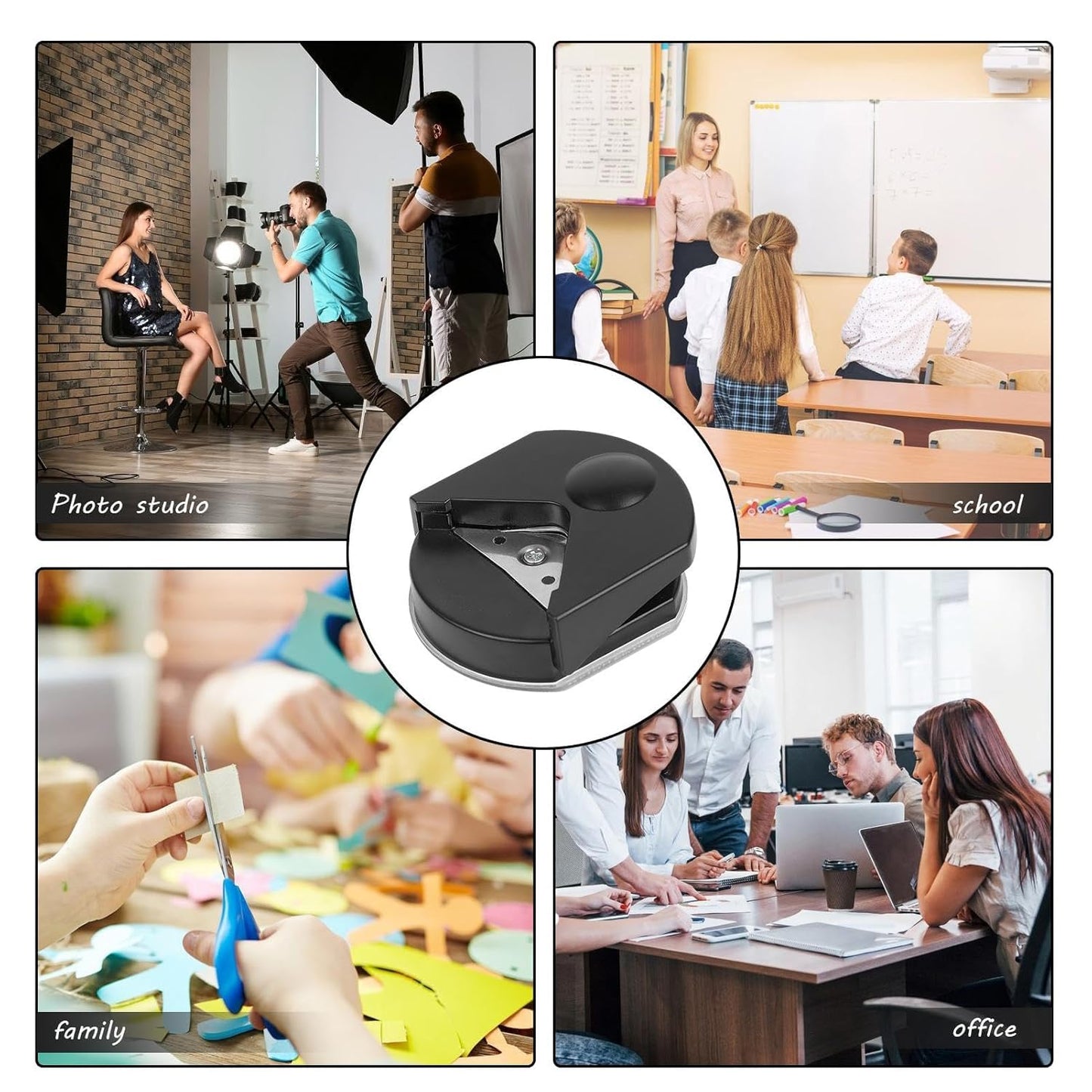 Corner Round Edge Cutter Rounding Tool for Paper Crafts, Paper Cutting, and Edge Shaping, Round Corner Multifunctional for Card Making and Scrapbookin Punches and Crafts (Black)