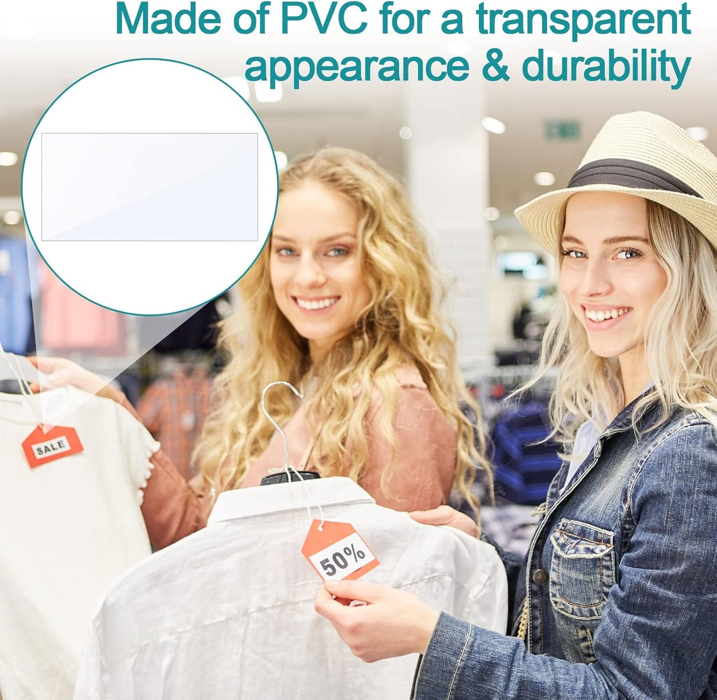 2000 Pcs Clear Plastic Tags Shelf Label Holders Price Tag Paper Label Holders for Storage Bins and Shelves, Transparent Basket Bin Labels Display Label Holder for Classroom Office Shop