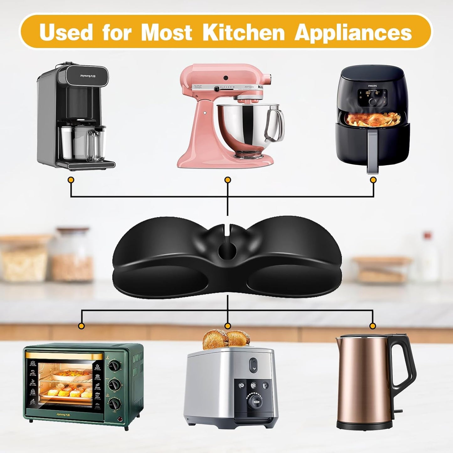 Cord Organizer for Kitchen Appliances, 6 Pack Appliance Cord Organizer Stick On, Cord Wrapper, Cord Holder, Cord Keeper, Kitchen Gadgets for Pressure Cooker, Kitchenaid Mixer, Coffee Maker