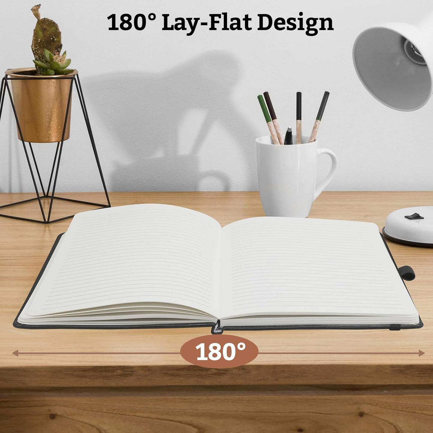 2Pack Lined Hardcover Journal Notebook, A5 192 Pages 100Gsm Thick Paper College Ruled for School,Note Taking,Work,Diary,5.7"*8.3",Black