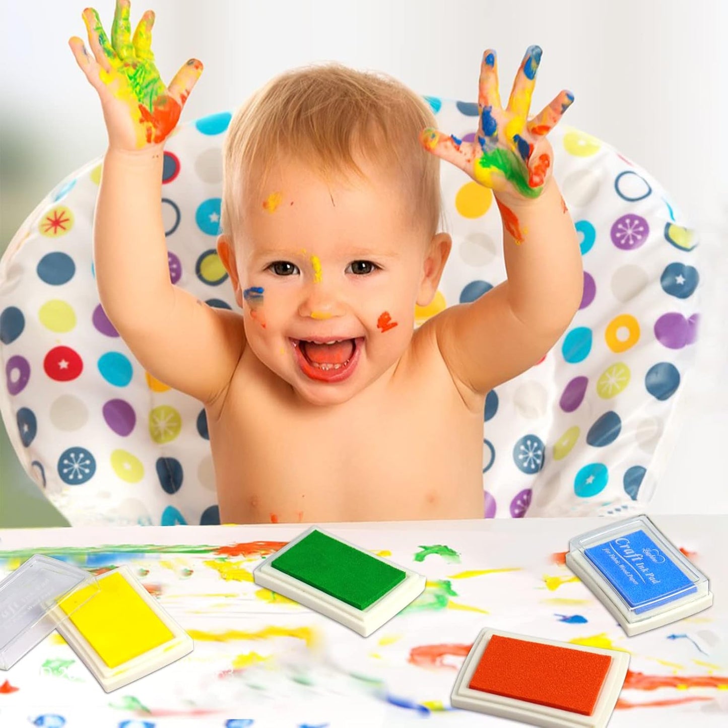 Craft Ink Pad for Rubber Stamps, Paper, Wooden, Fabric, Scrapbooking, Non-Toxic Finger Ink Pads for Kids (Dark Blue)