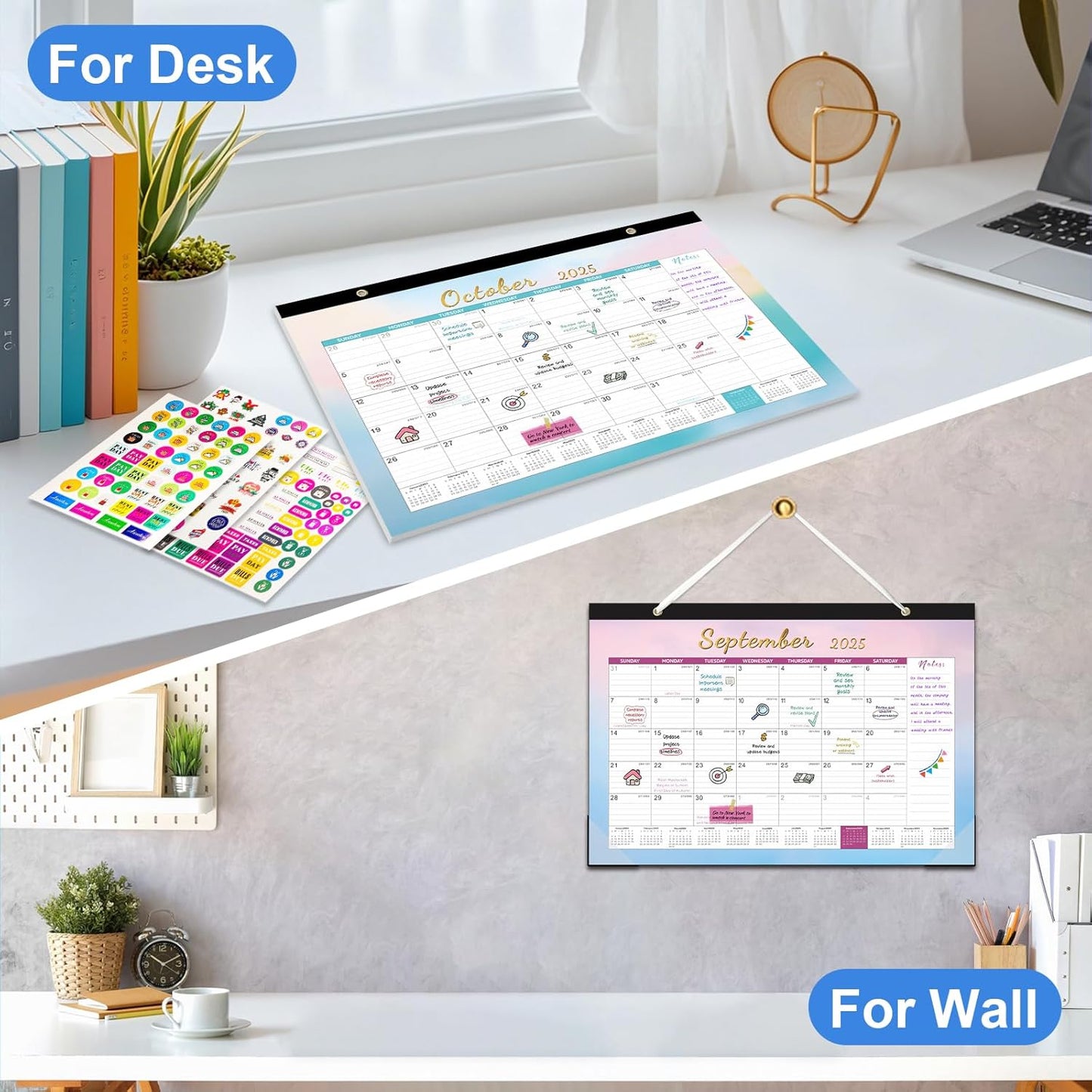 Gannyfer Calendar 2025-2026, Desk/Wall Calendar July 2025-Dec 2026, Magnetic Calendar for Refrigerator, 14" x 11", 18 Monthly Yearly Small 2026 Calendar for Office, Home or School (3 Stickers)