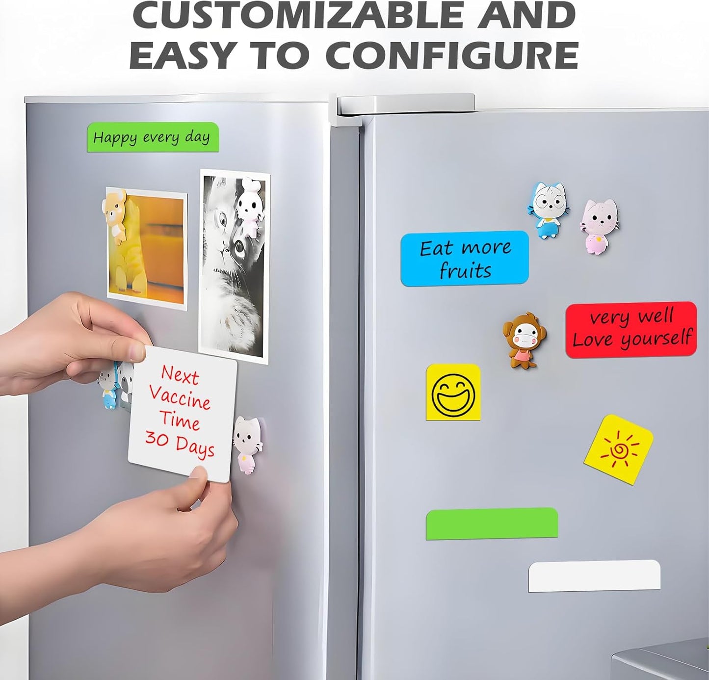 Realth Dry Erase Magnetic Labels Yellow (2'' × 4'' 40 Pcs),Blank Reusable Magnet Stickers, Magnets for Whiteboard, Washable Magnetic Sheets for Classroom Fridge Office, Name Tags for Teachers Students