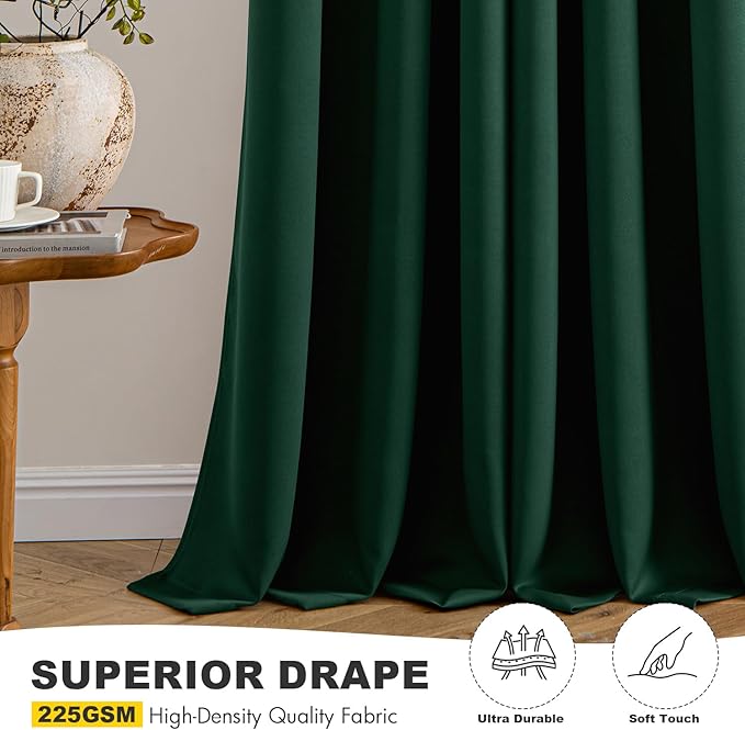 MIULEE Short Curtains for Windows - Hunter Green Blackout Half Window Curtains Thermal Insulated Privacy Drapes for Kitchen Bedroom Bathroom Grommet Top Small Basement Tiers W40 x L36 Inch 2 Panels