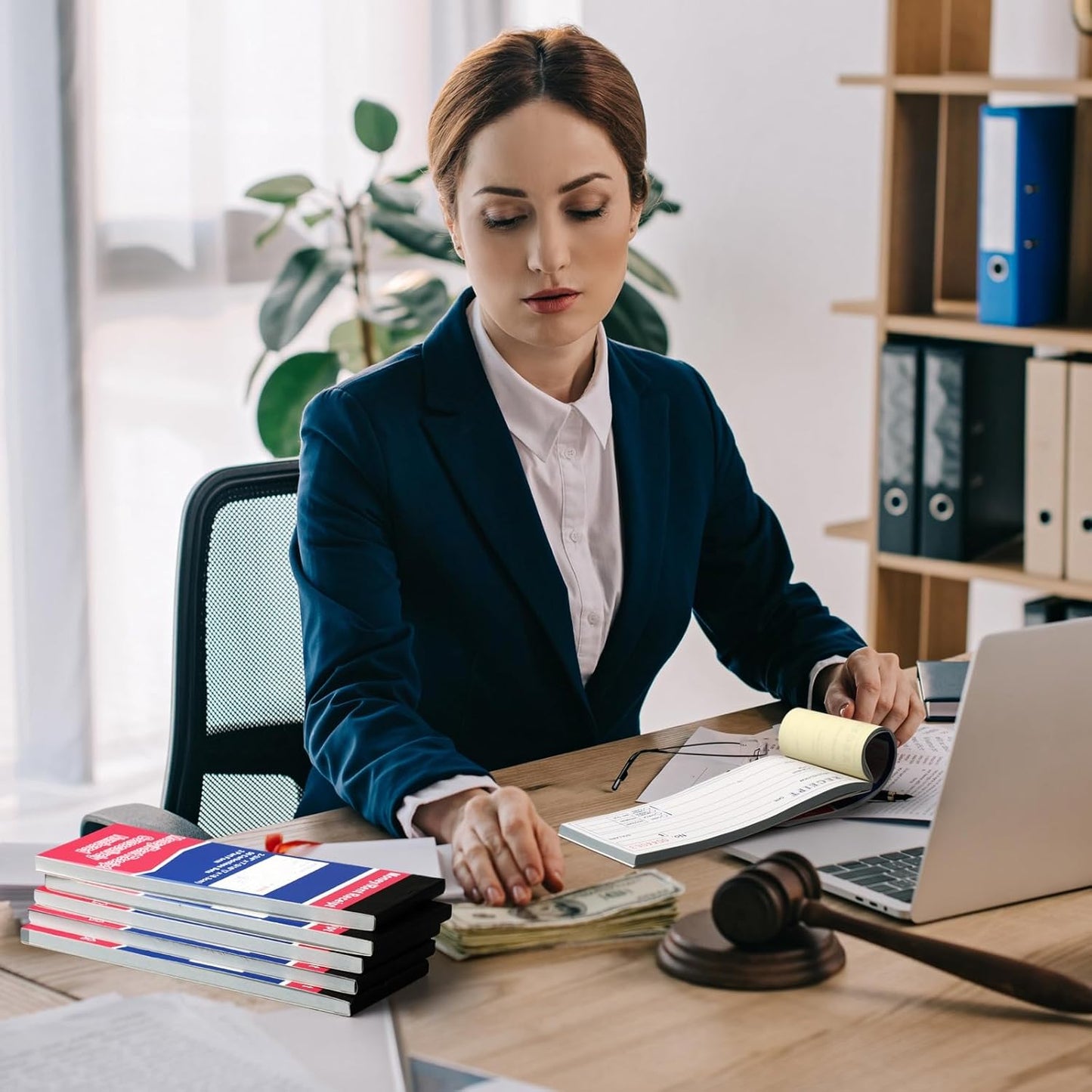 Crtiin 30 Pads Money and Rent Receipt Book 2.75 x 7.2 Inch Bound Cover 2 Part Carbonless Receipt Book with Carbonless Copies Receipt Log Book 50 Sets Per Book