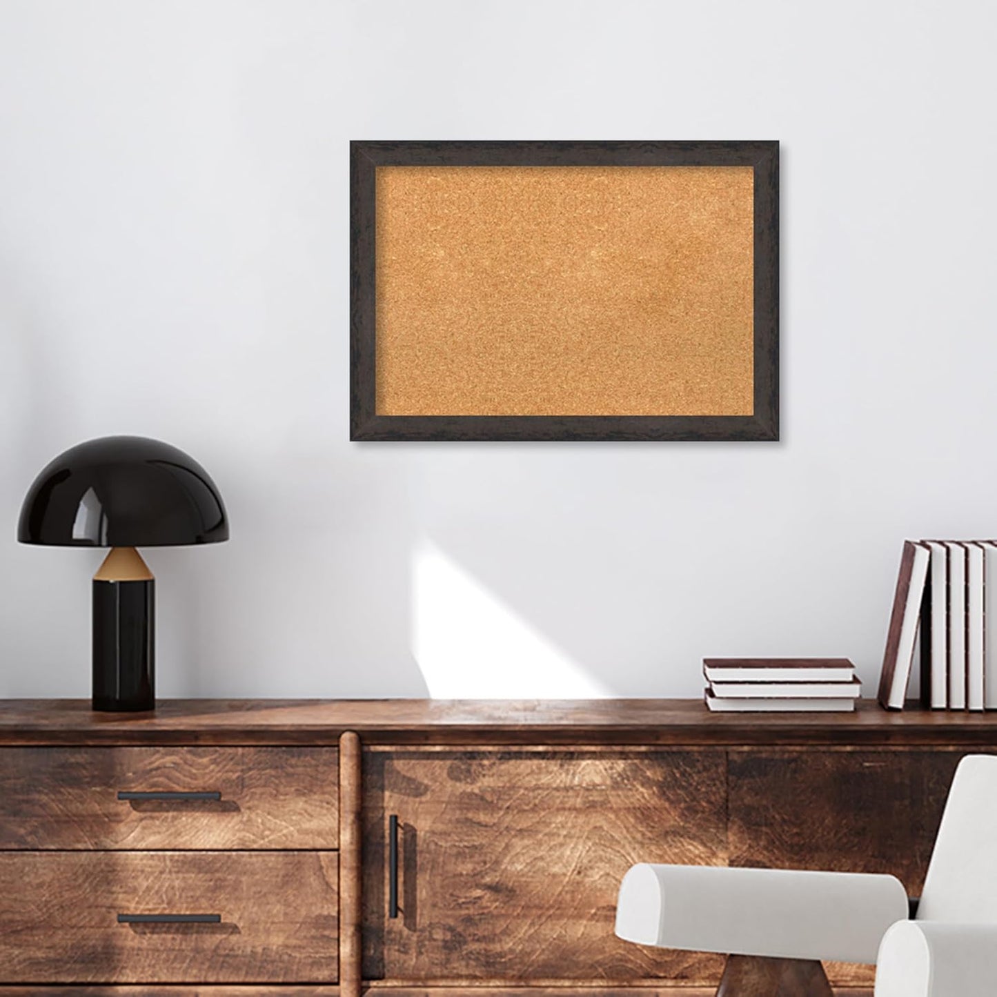 Amanti Art Natural Cork Board for Wall, 19x27 Vision Board with Black Wood Frame, Medium Corkboard Office Decor for Home Organization, Modern Contemporary Corkboard Pinboard to display items for home