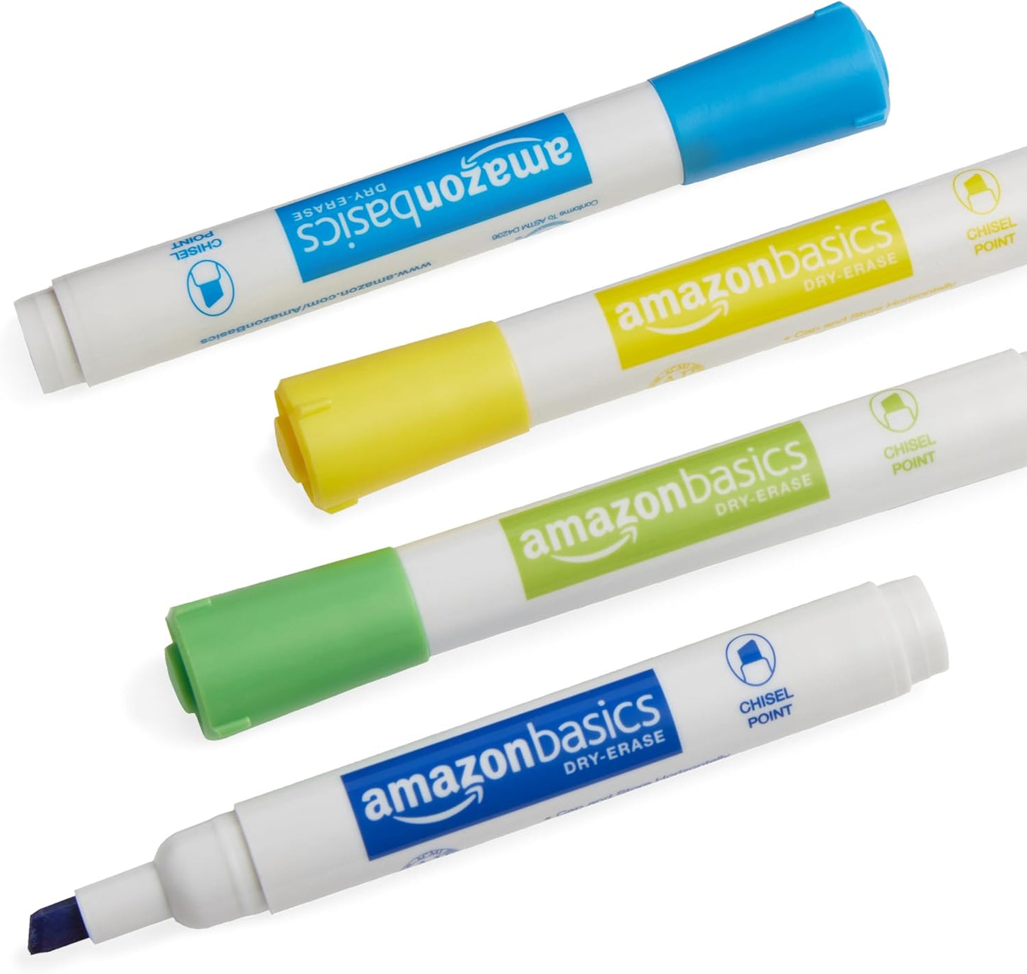Amazon Basics Dry Erase Markers For Whiteboards, Chisel Tip, Low-Odor, Assorted Colors, Pack of 12
