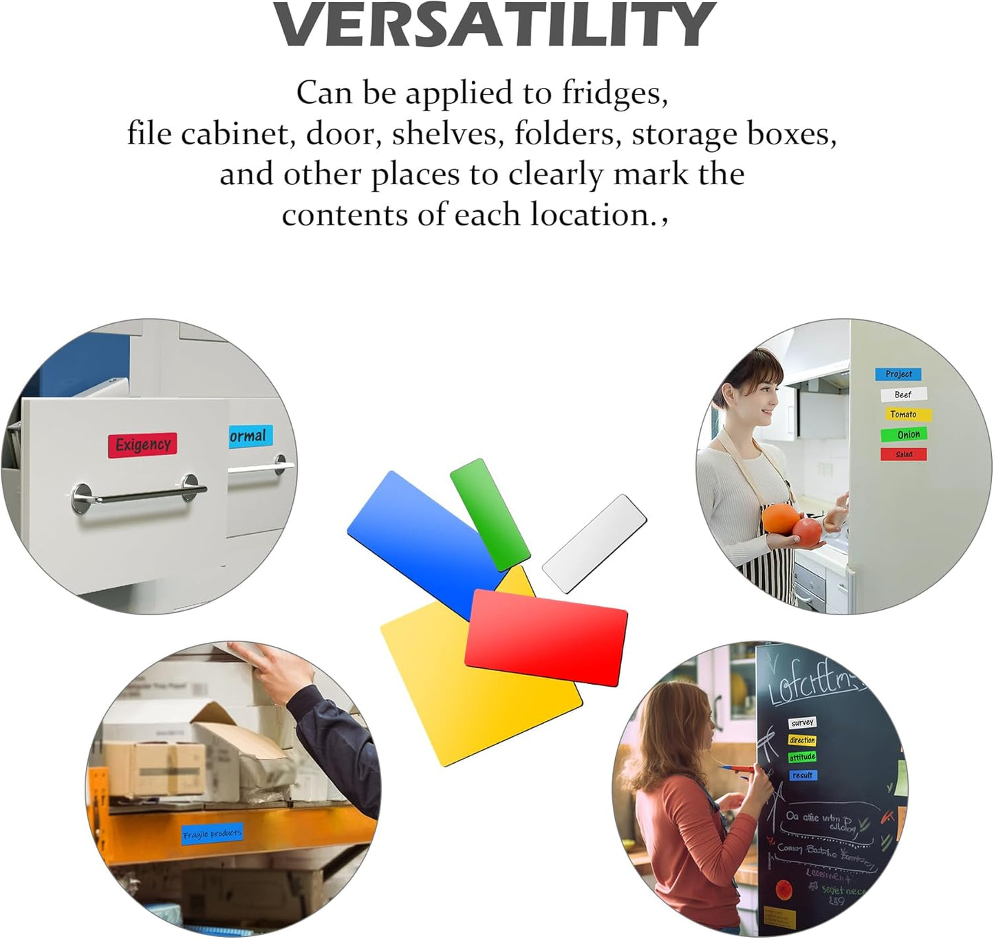 Realth Dry Erase Magnetic Labels Multicolor (2'' × 4'' 40 Pcs), Magnetic Name Tags Reusable for Teachers Students, Reusable Magnet Stickers, Magnet Labels for Whiteboard Classroom Fridge Office