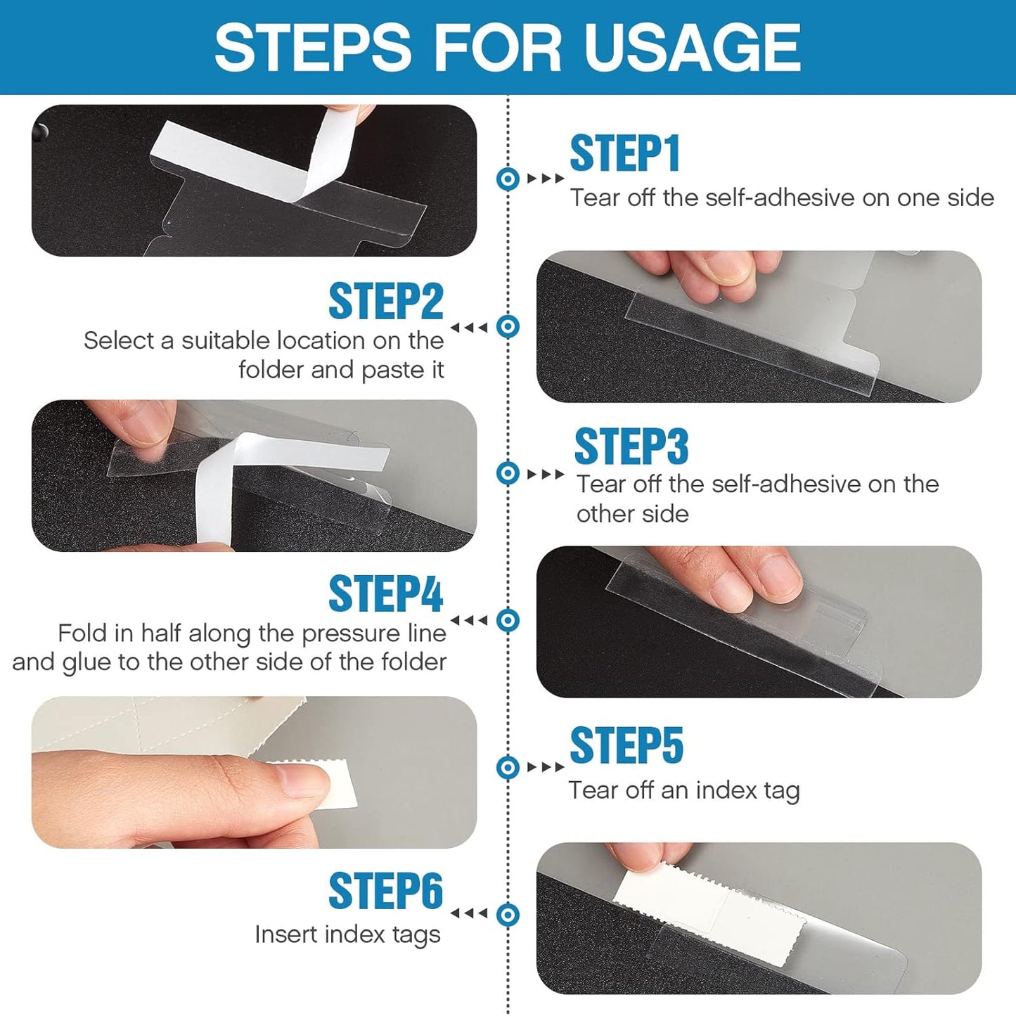2 Inch Insertable Self-Adhesive Tabs with Printable Inserts with File Folder Labels Sticky Plastic Index Clear Divider Stick on File Self Adhesive for Book Page(50 Pieces)
