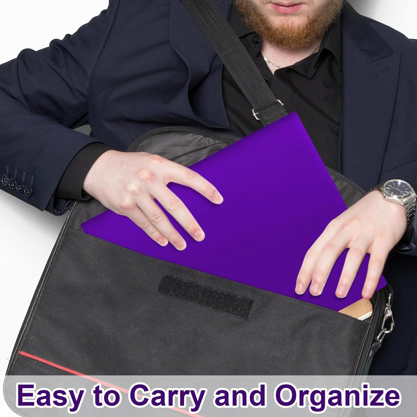 60-Pack Plastic Folders with Pockets,2-Pocket Poly Folders Holds 8-1/2" x 11" Paper for School/Office/Home, Purple