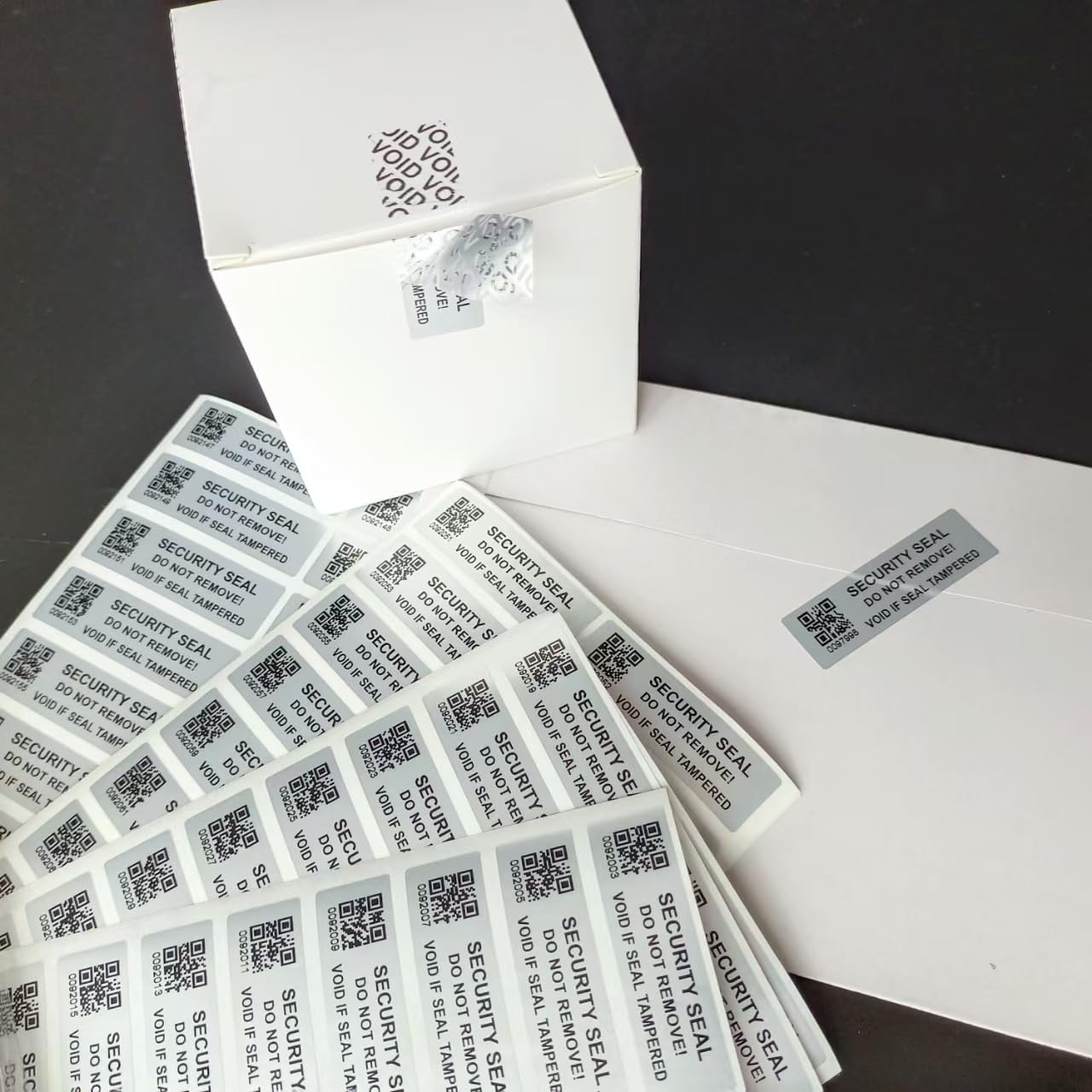 200pcs Security Warranty Void qrcode Stickers with Serial Number Tamper Proof Evident Sealing Label for Package(2x0.6 inches,Matte Silver)